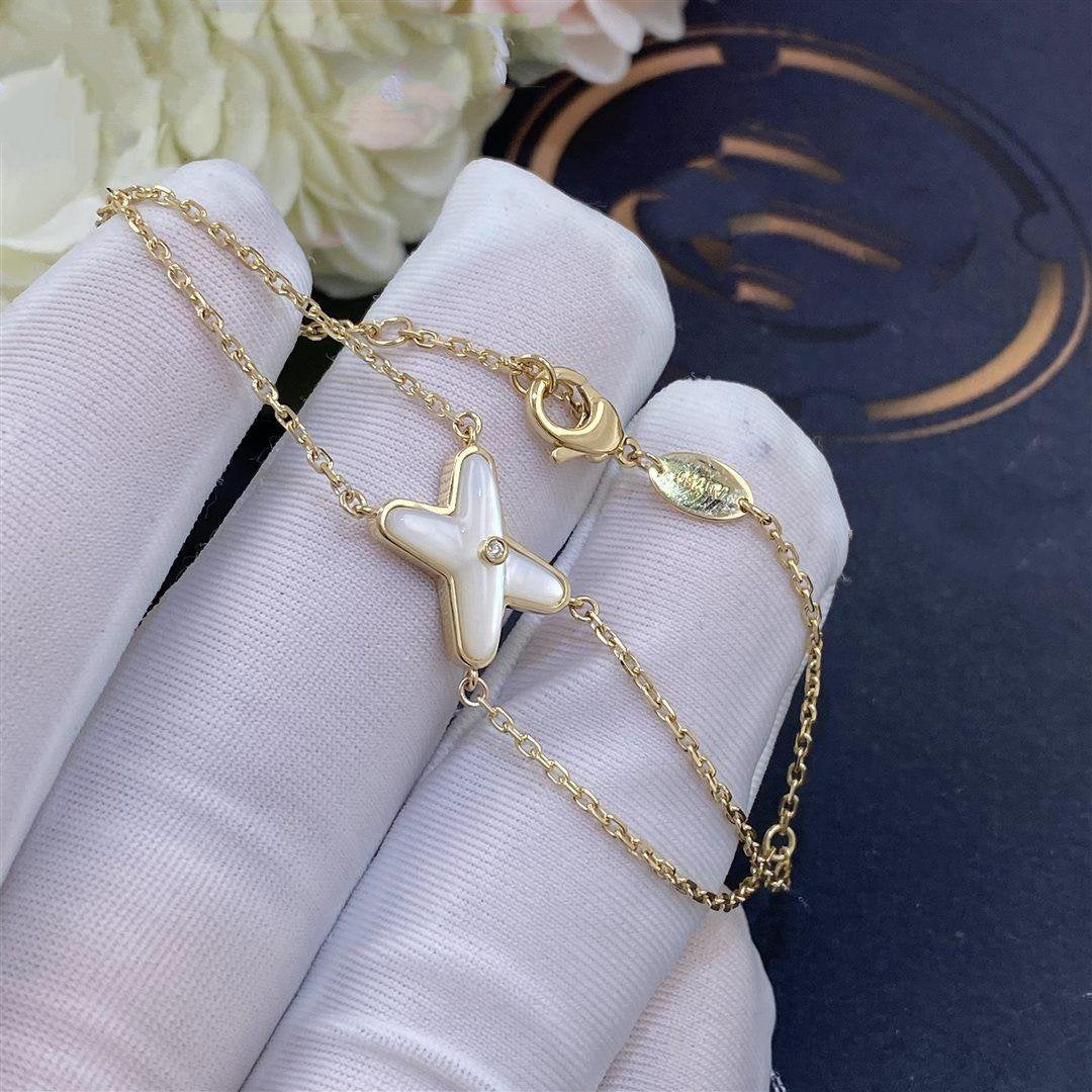 [Clover]JEUX BRACELET WHITE MOP GOLD 1 DIAMOND