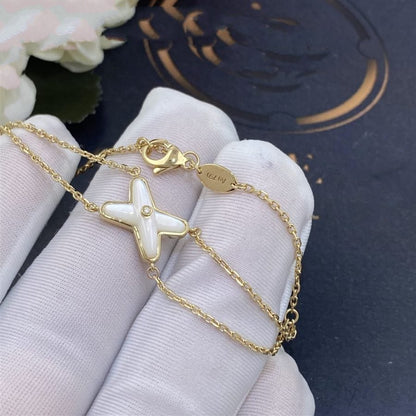 [Clover]JEUX BRACELET WHITE MOP GOLD 1 DIAMOND