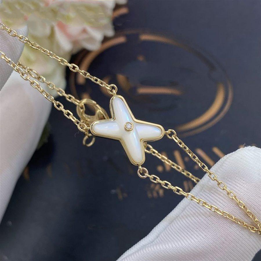 [Clover]JEUX BRACELET WHITE MOP GOLD 1 DIAMOND