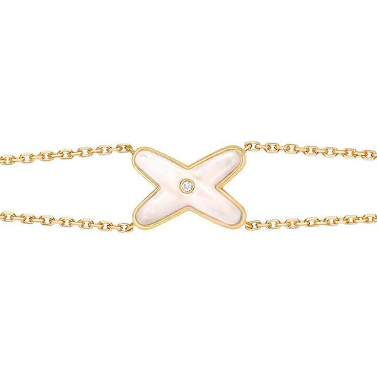 [Clover]JEUX BRACELET WHITE MOP GOLD 1 DIAMOND