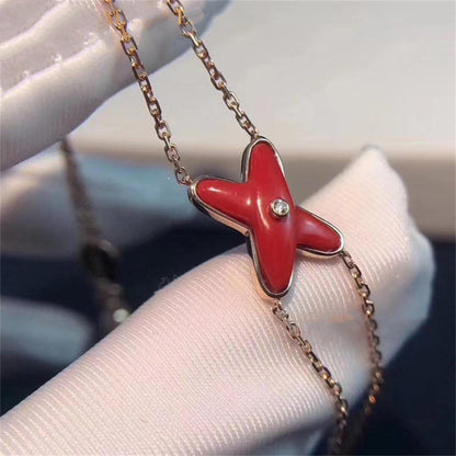 [Clover]JEUX BRACELET CARNELIAN PINK GOLD 1 DIAMOND