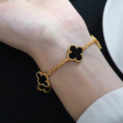 [Clover]CLOVER  5 MOTIFS BLACK ONYX BRACELET