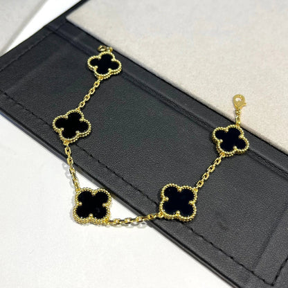 [Clover]CLOVER  5 MOTIFS BLACK ONYX BRACELET
