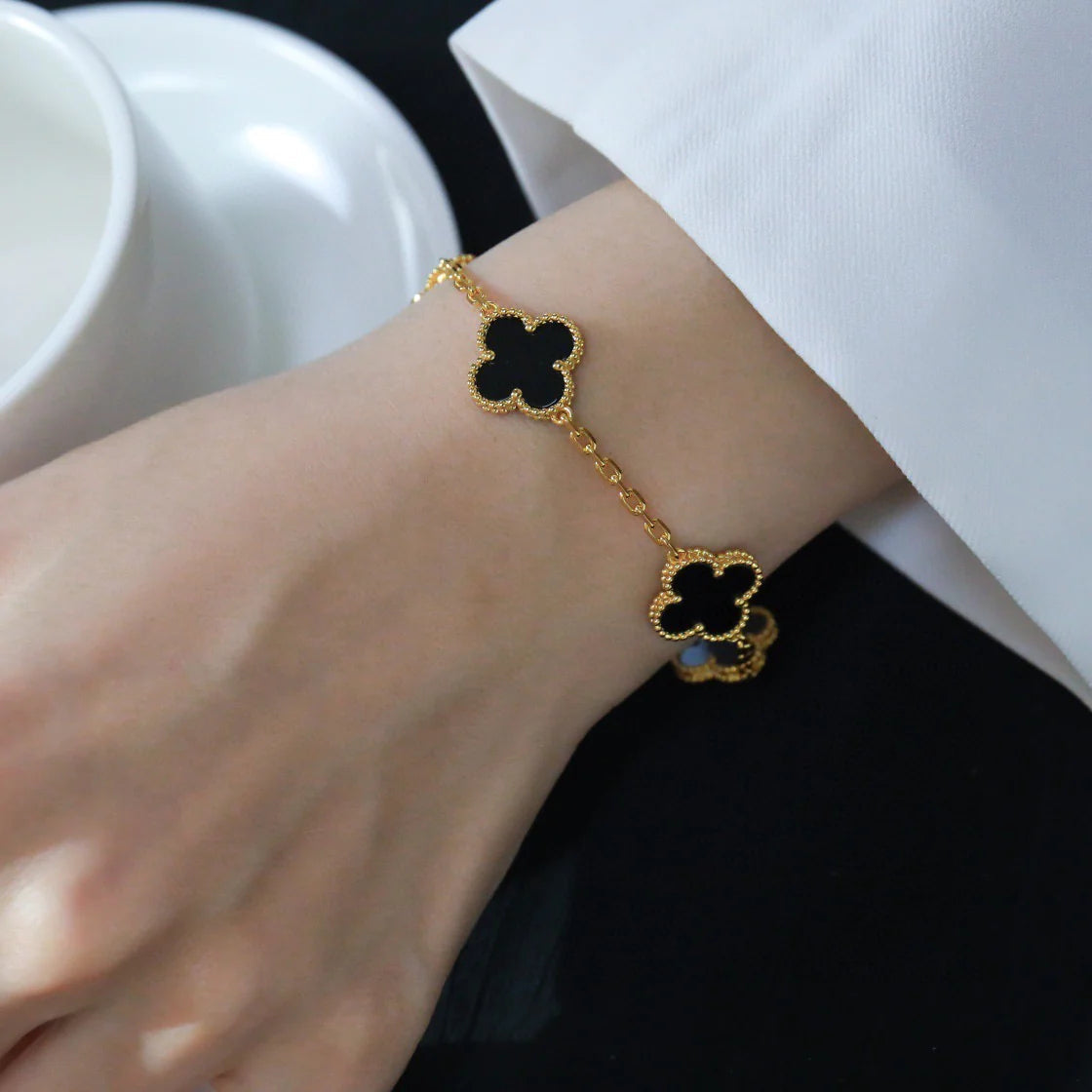 [Clover]CLOVER  5 MOTIFS BLACK ONYX BRACELET