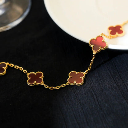 [Clover]CLOVER 5 MOTIFS RED AGATE  BRACELET