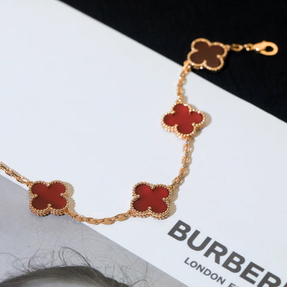 [Clover]CLOVER 5 MOTIFS RED AGATE  BRACELET