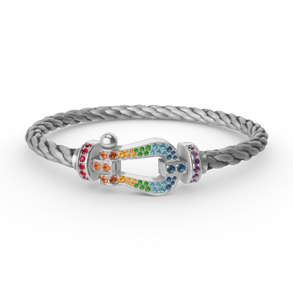 [Clover]FORC LARGE HORSESHOE  COLORED DIAMOND BRACELET SILVER