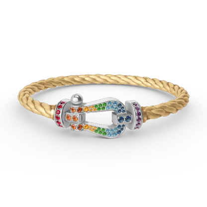 [Clover]FORC LARGE HORSESHOE  COLORED DIAMOND BRACELET SILVER