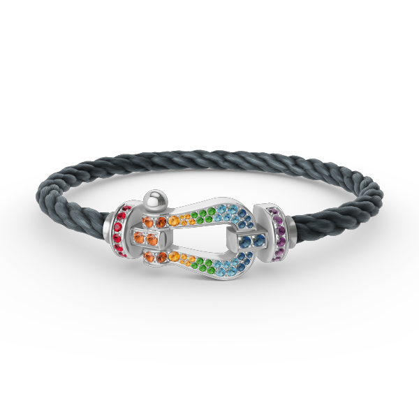 [Clover]FORC LARGE HORSESHOE  COLORED DIAMOND BRACELET SILVER