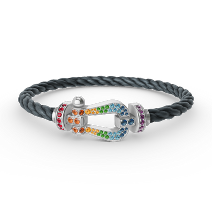 [Clover]FORC LARGE HORSESHOE  COLORED DIAMOND BRACELET SILVER