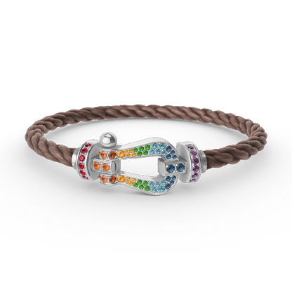 [Clover]FORC LARGE HORSESHOE  COLORED DIAMOND BRACELET SILVER