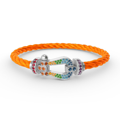 [Clover]FORC LARGE HORSESHOE  COLORED DIAMOND BRACELET SILVER