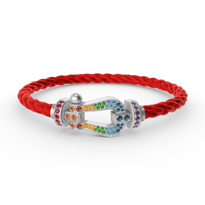 [Clover]FORC LARGE HORSESHOE  COLORED DIAMOND BRACELET SILVER