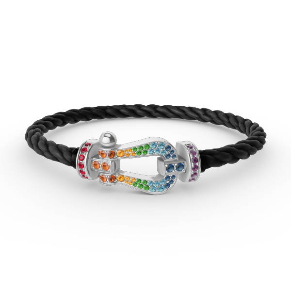 [Clover]FORC LARGE HORSESHOE  COLORED DIAMOND BRACELET SILVER