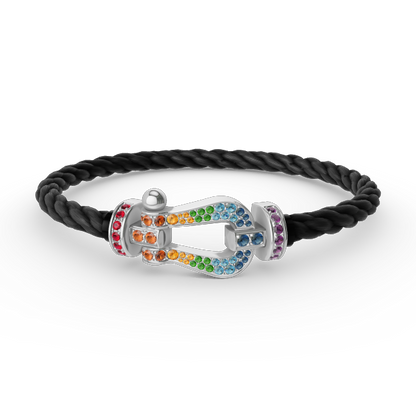 [Clover]FORC LARGE HORSESHOE  COLORED DIAMOND BRACELET SILVER