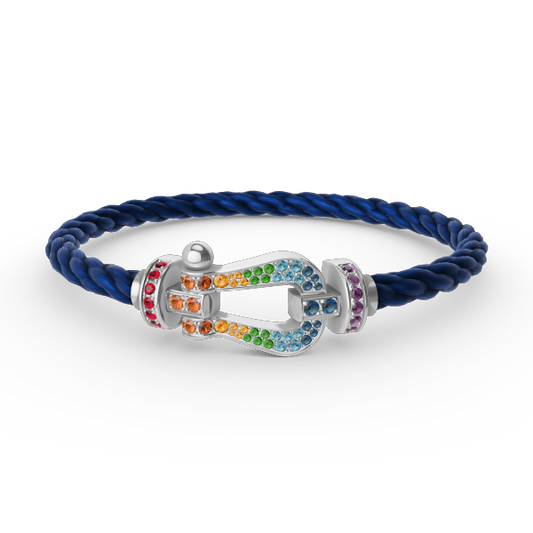 [Clover]FORC LARGE HORSESHOE  COLORED DIAMOND BRACELET SILVER