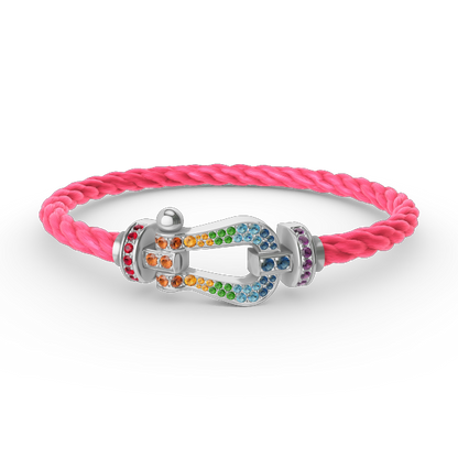 [Clover]FORC LARGE HORSESHOE  COLORED DIAMOND BRACELET SILVER