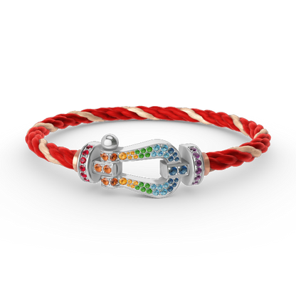 [Clover]FORC LARGE HORSESHOE  COLORED DIAMOND BRACELET SILVER