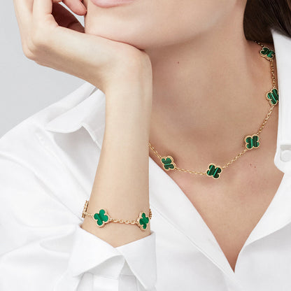 [Clover]CLOVER 10 MOTIFS MALACHITE NECKLACE