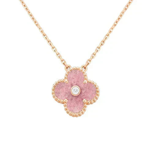 [Clover]CLOVER 15MM DIAMOND RHODONITE NECKLACE