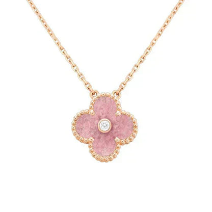 [Clover]CLOVER 15MM DIAMOND RHODONITE NECKLACE