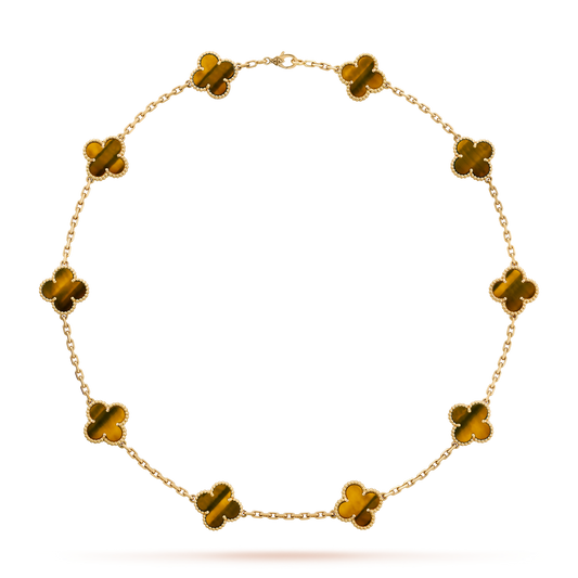 [Clover]CLOVER 10 MOTIFS TIGER EYE NECKLACE