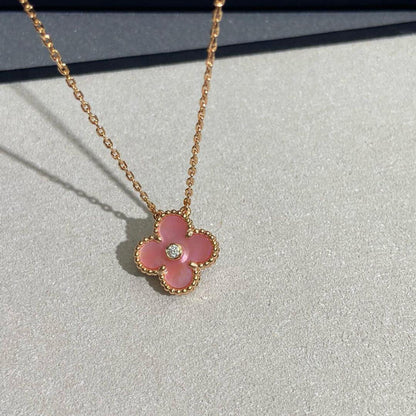 [Clover]CLOVER 15MM DIAMOND PINK MOP NECKLACE