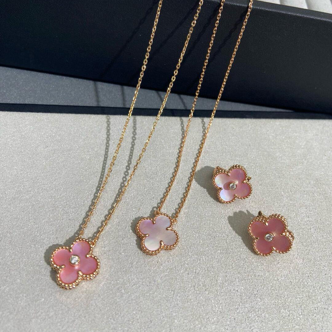 [Clover]CLOVER 15MM DIAMOND PINK MOP NECKLACE