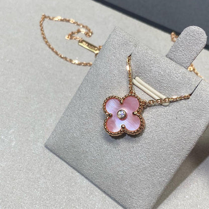 [Clover]CLOVER 15MM DIAMOND PINK MOP NECKLACE