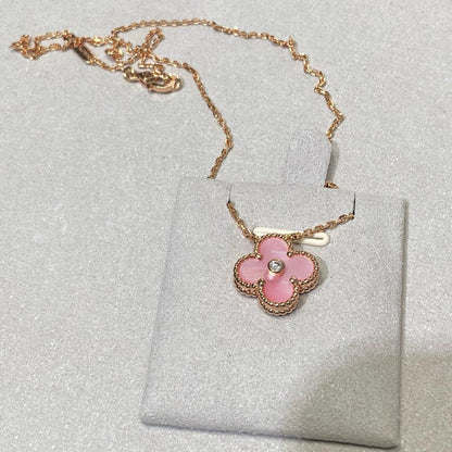 [Clover]CLOVER 15MM DIAMOND PINK MOP NECKLACE