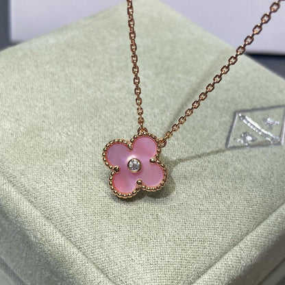 [Clover]CLOVER 15MM DIAMOND PINK MOP NECKLACE
