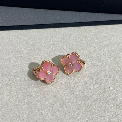 [Clover]CLOVER MEDIUM 1 DIAMOND PINK EARRINGS