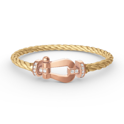 [Clover]FORCE LARGE HORSESHOE HALF DIAMOND BRACELET ROSE GOLD