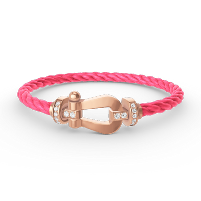 [Clover]FORCE LARGE HORSESHOE HALF DIAMOND BRACELET ROSE GOLD
