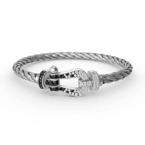 [Clover]FORCE LARGE HORSESHOE BLACK WHITE DIAMOND BRACELET SILVER