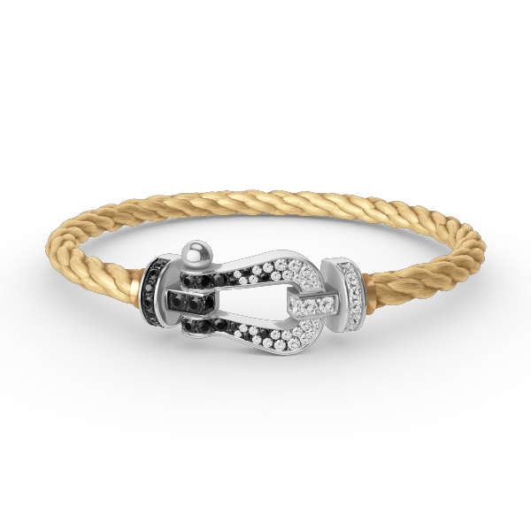 [Clover]FORCE LARGE HORSESHOE BLACK WHITE DIAMOND BRACELET SILVER
