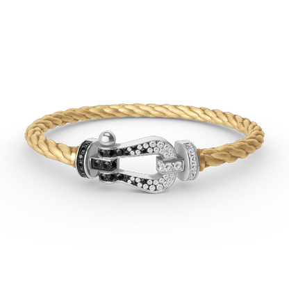 [Clover]FORCE LARGE HORSESHOE BLACK WHITE DIAMOND BRACELET SILVER