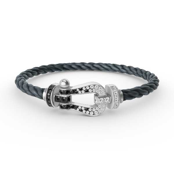 [Clover]FORCE LARGE HORSESHOE BLACK WHITE DIAMOND BRACELET SILVER