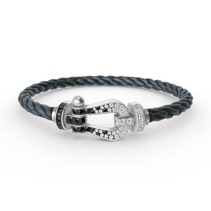 [Clover]FORCE LARGE HORSESHOE BLACK WHITE DIAMOND BRACELET SILVER