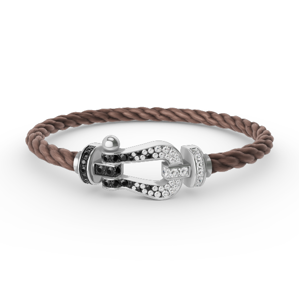 [Clover]FORCE LARGE HORSESHOE BLACK WHITE DIAMOND BRACELET SILVER