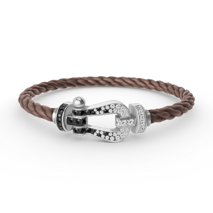 [Clover]FORCE LARGE HORSESHOE BLACK WHITE DIAMOND BRACELET SILVER