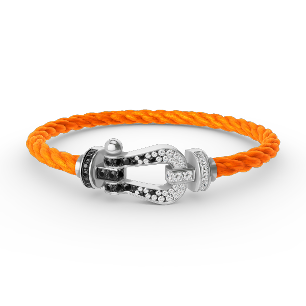 [Clover]FORCE LARGE HORSESHOE BLACK WHITE DIAMOND BRACELET SILVER