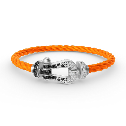 [Clover]FORCE LARGE HORSESHOE BLACK WHITE DIAMOND BRACELET SILVER