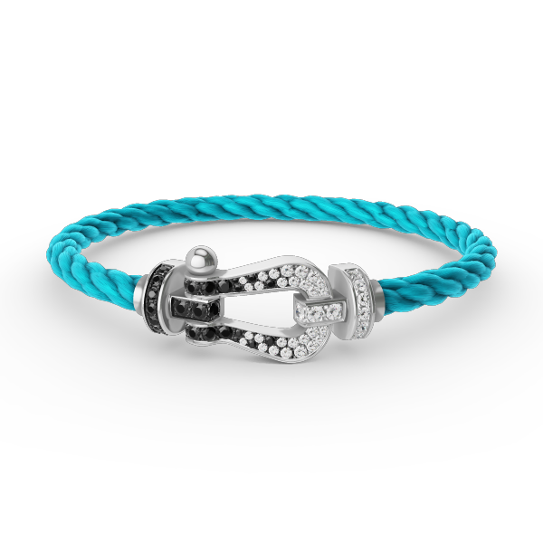 [Clover]FORCE LARGE HORSESHOE BLACK WHITE DIAMOND BRACELET SILVER