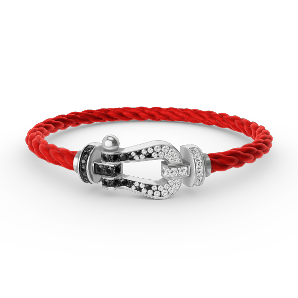[Clover]FORCE LARGE HORSESHOE BLACK WHITE DIAMOND BRACELET SILVER