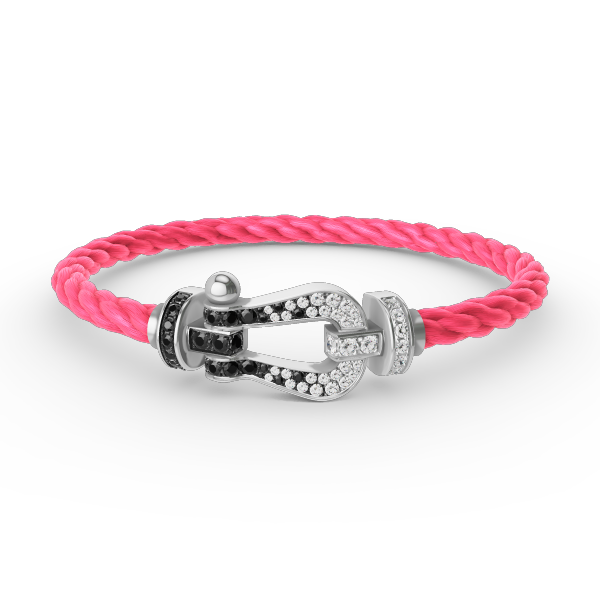 [Clover]FORCE LARGE HORSESHOE BLACK WHITE DIAMOND BRACELET SILVER