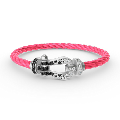 [Clover]FORCE LARGE HORSESHOE BLACK WHITE DIAMOND BRACELET SILVER