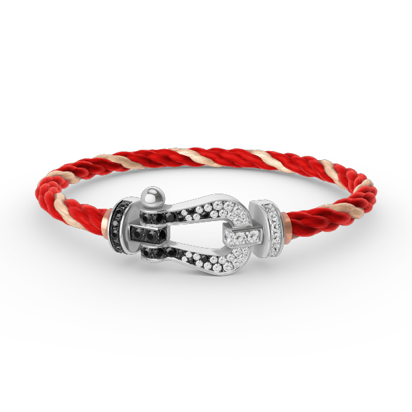 [Clover]FORCE LARGE HORSESHOE BLACK WHITE DIAMOND BRACELET SILVER