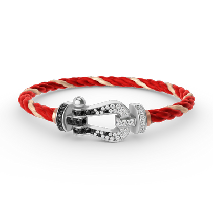 [Clover]FORCE LARGE HORSESHOE BLACK WHITE DIAMOND BRACELET SILVER