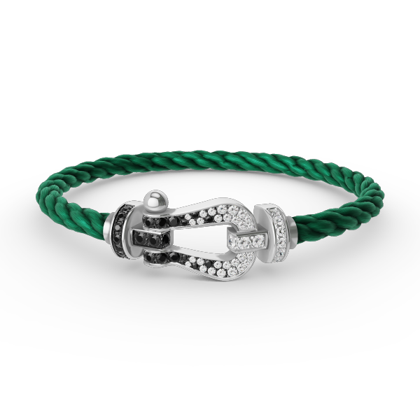 [Clover]FORCE LARGE HORSESHOE BLACK WHITE DIAMOND BRACELET SILVER